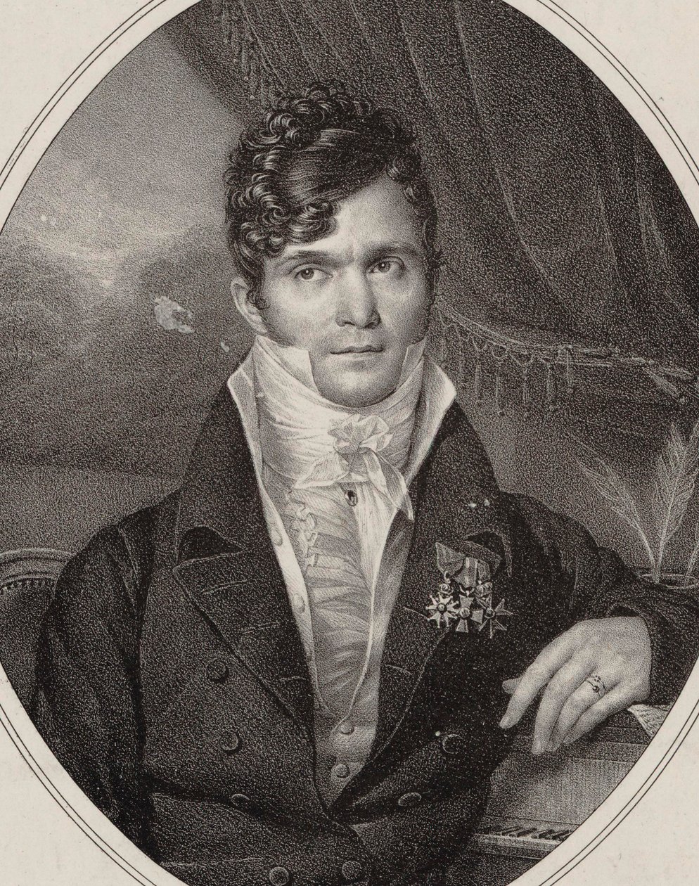 Portret dyrygenta i kompozytora Gaspare Spontini 1774-1851, 1824. autorstwa Hyacinthe Louis Victor Jean Baptiste Aubry
