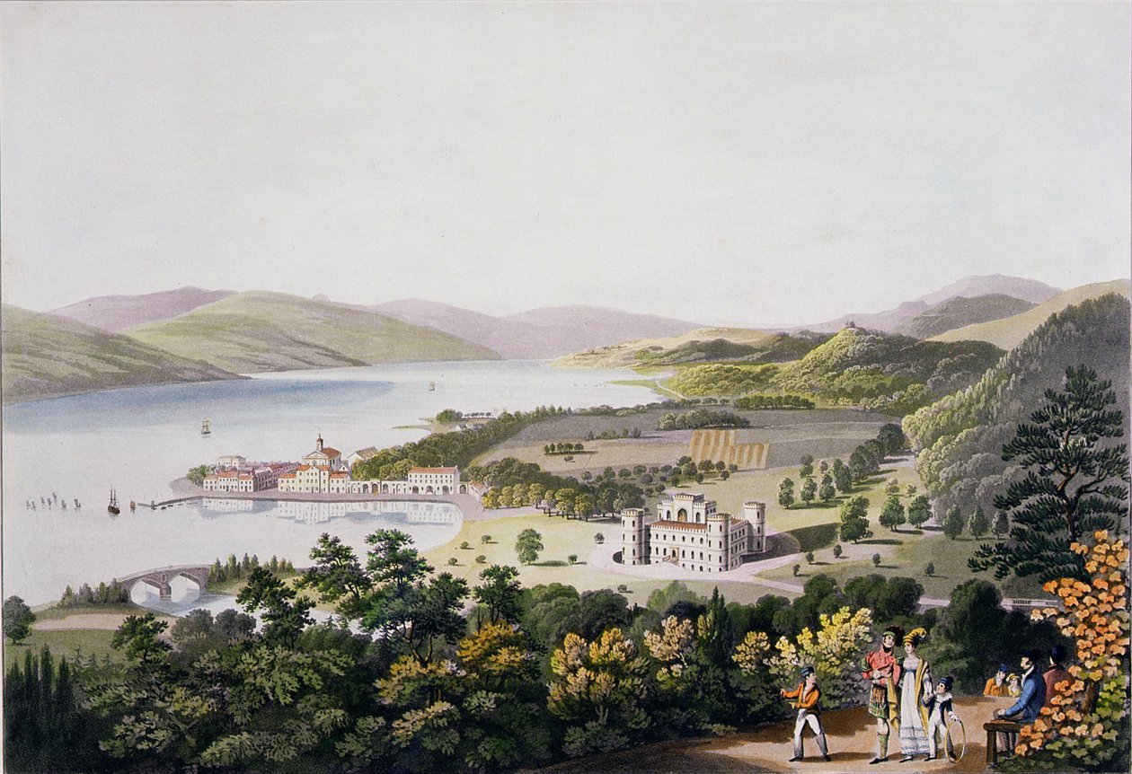 The Town of Inverary, wyd. przez Smith and Elder, 1824 (akwatinta) autorstwa I Clark