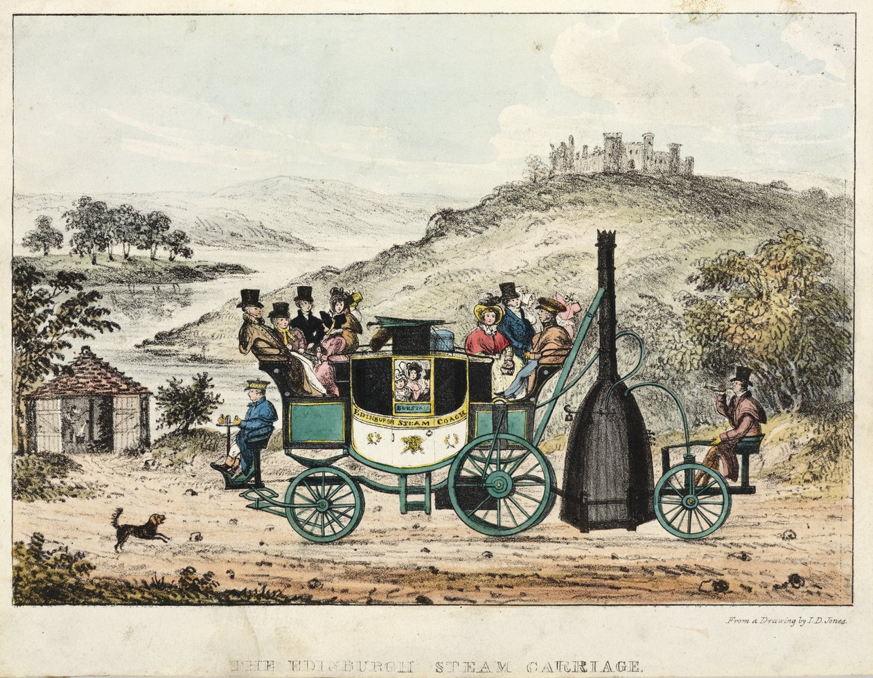 Wagon parowy w Edynburgu autorstwa I.D. after Jones