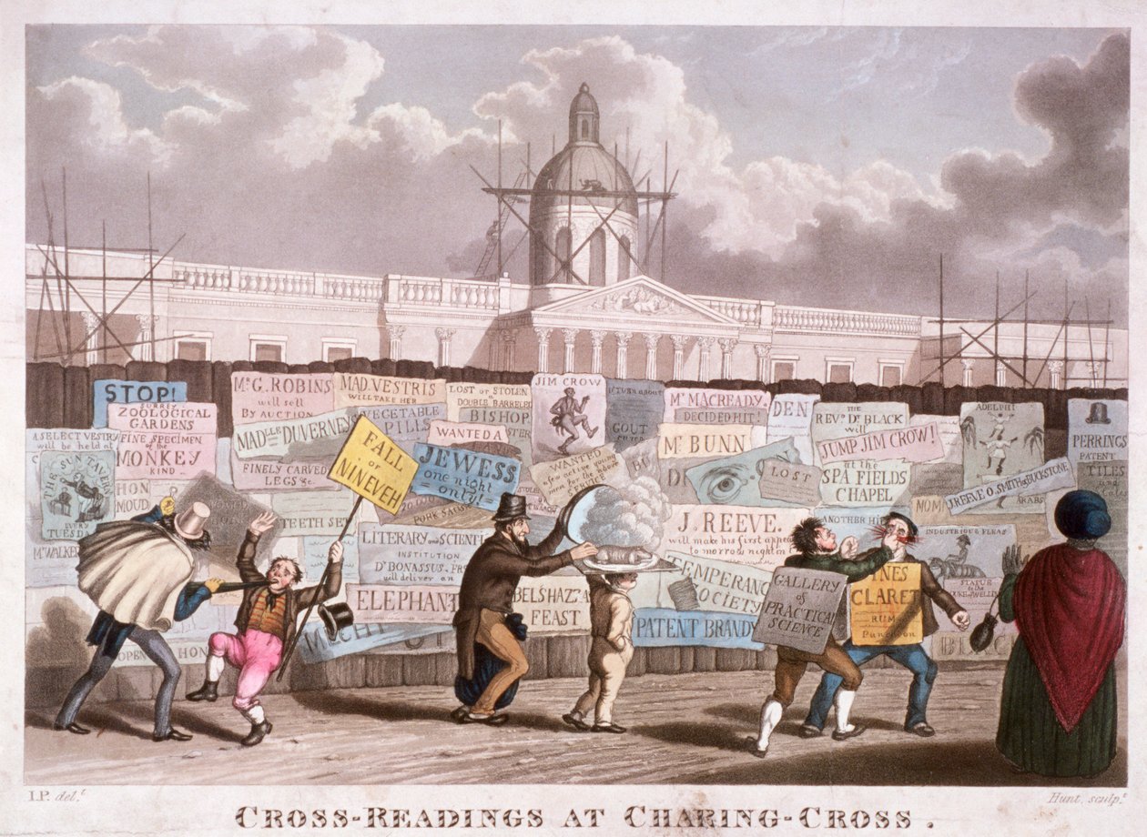 „Odczyty krzyżowe w Charing-Cross”, Londyn, 1835 r. autorstwa IP