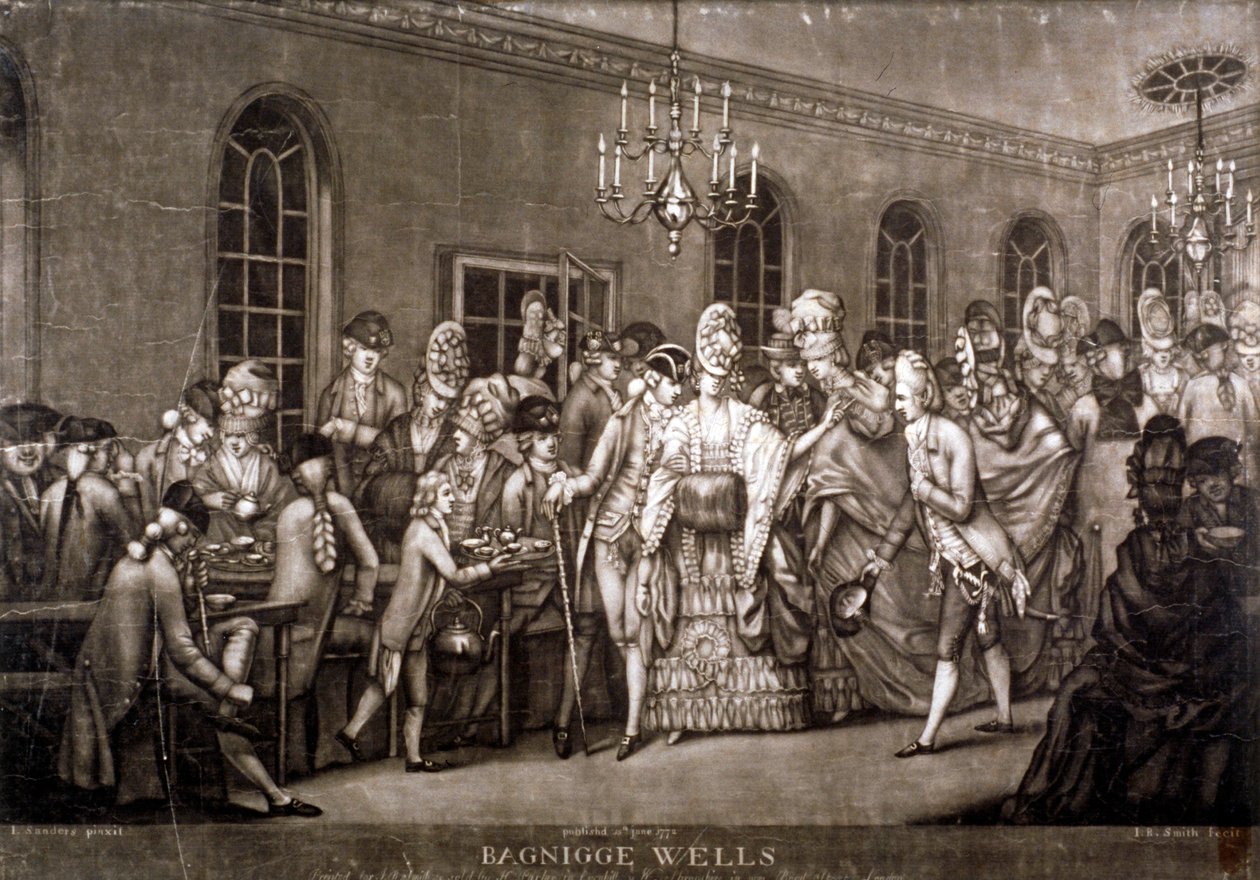 Widok zatłoczonego pokoju w Bagnigge Wells, Londyn, 1772 r. autorstwa IR Smith