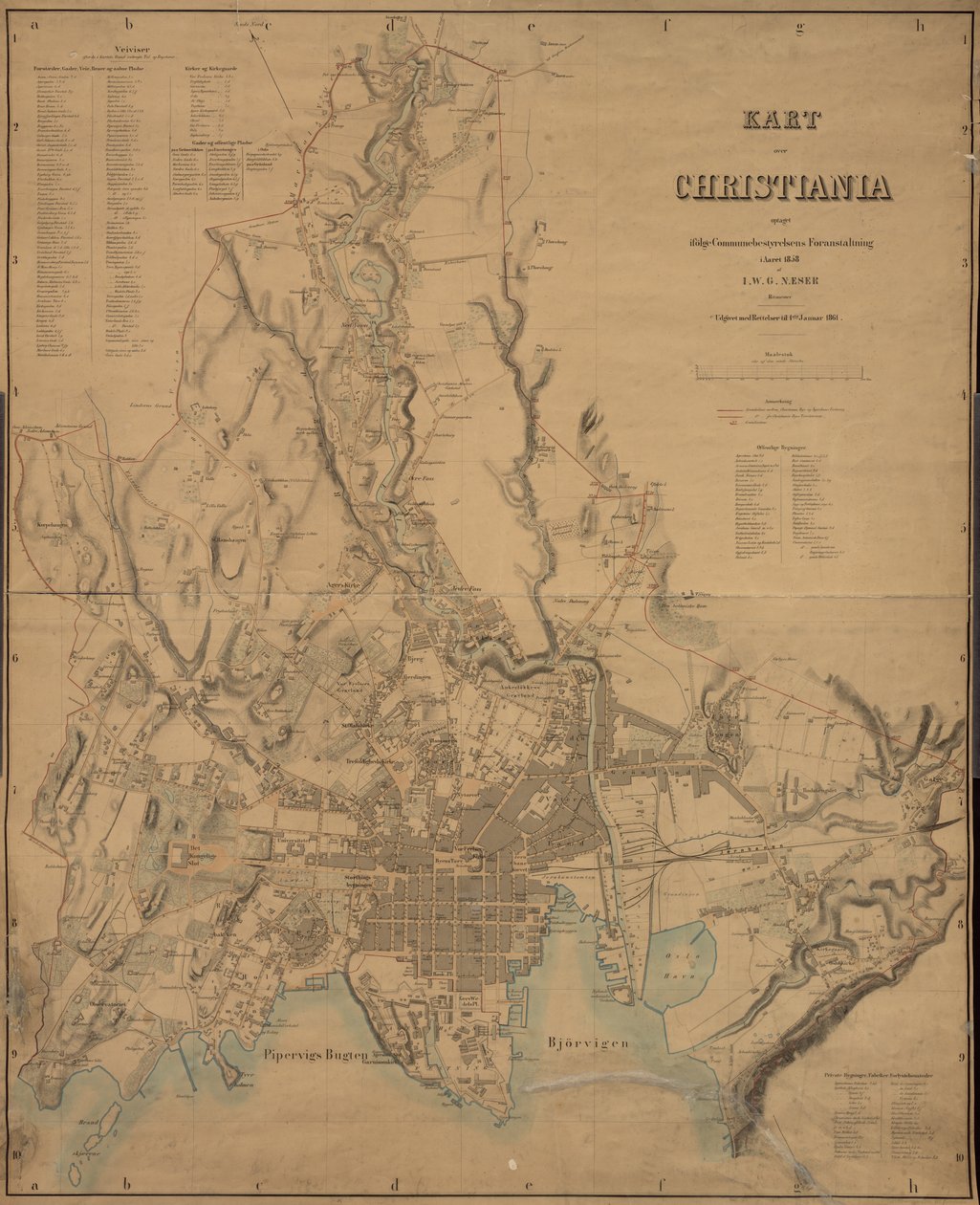 Kart nad Christianią autorstwa I.W.G. Næser