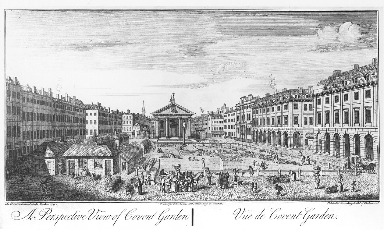 Widok perspektywiczny na Covent Garden autorstwa I. (after) Maurer