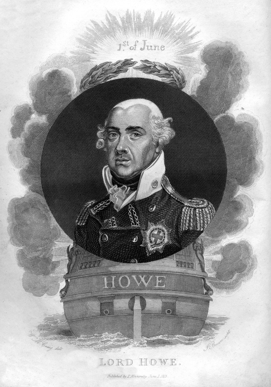 Admirał Richard Howe, 1. hrabia Howe, 1726-1799, admirał angielski, 1816. autorstwa I. Brown