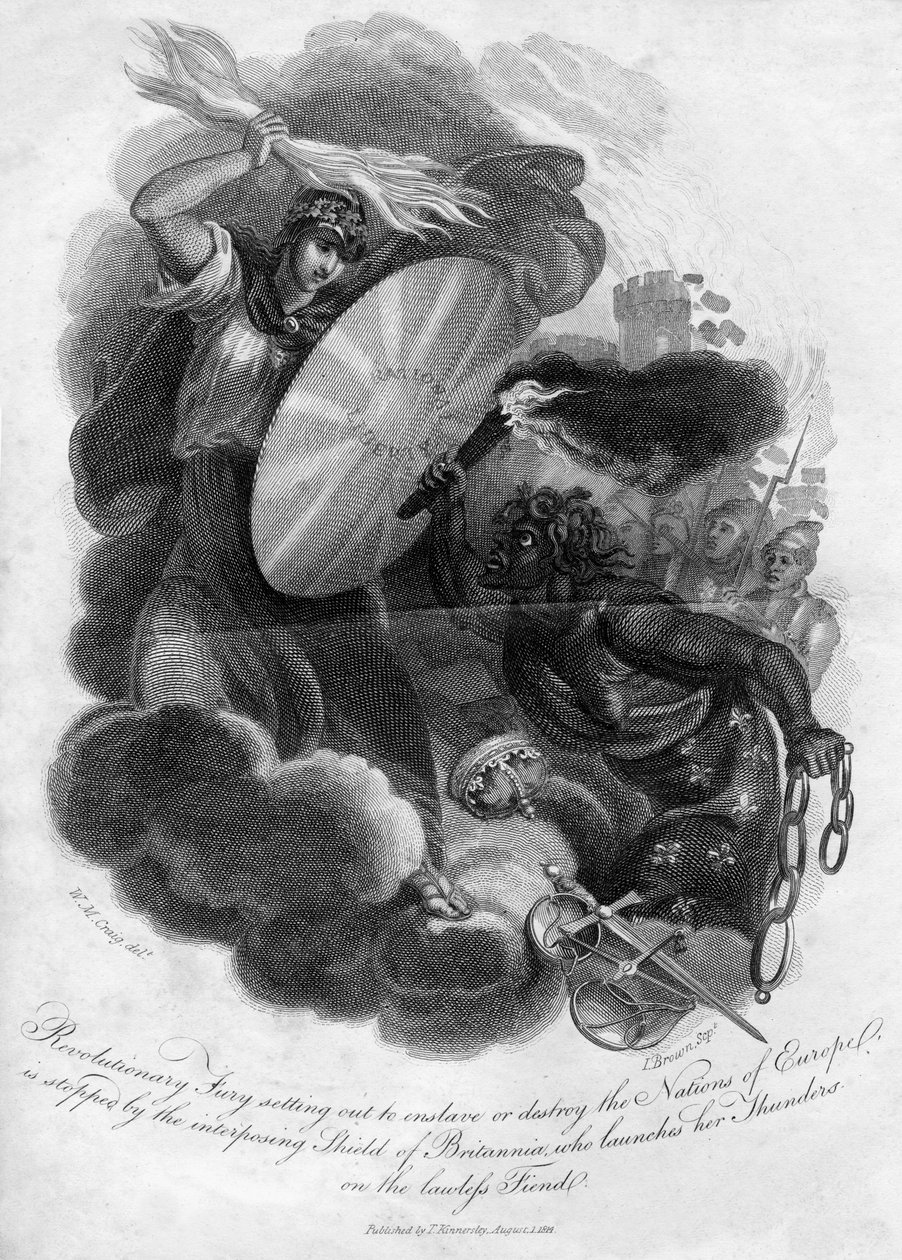 Rewolucyjna wściekłość zmierzająca do zniewolenia lub zniszczenia narodów Europy, 1816. autorstwa I. Brown