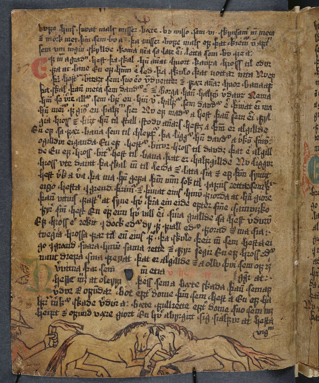 Walka konna, z Heynesbok (Księga Heynesa), I poł. XVI w. autorstwa Icelandic School