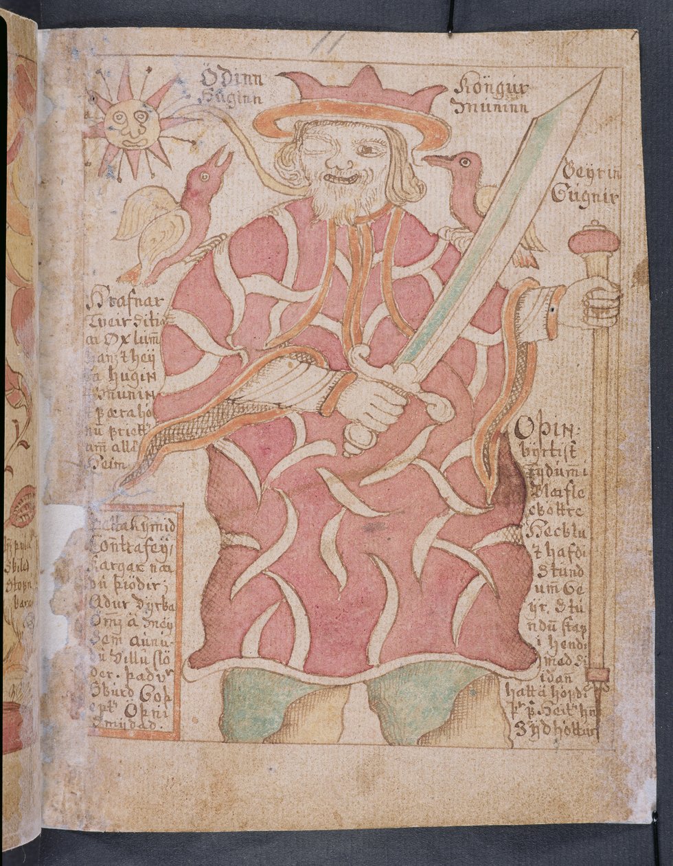 Odin, z Melsteds Edda (pióro i atrament i toaleta na papierze) autorstwa Icelandic School