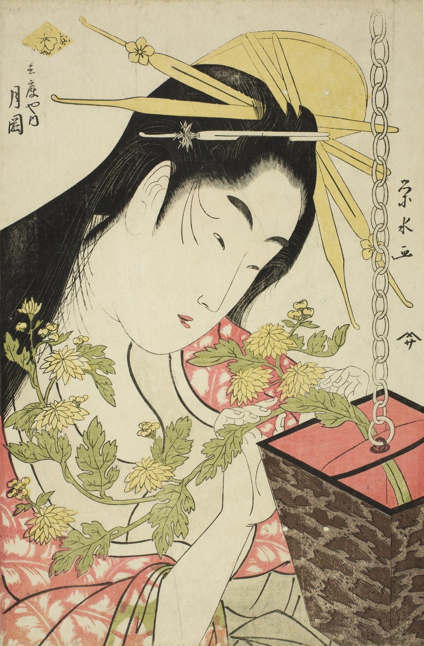 Kurtyzana Tsukioka z Hyogoya, c.1797 autorstwa Ichirakutei Eisui