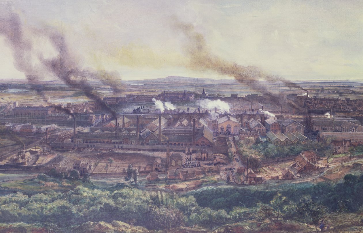 Fabryki w Le Creusot w latach 1848, 1855 (olej na papierze) (więcej, patrz 164036) autorstwa Ignace Francois Bonhomme