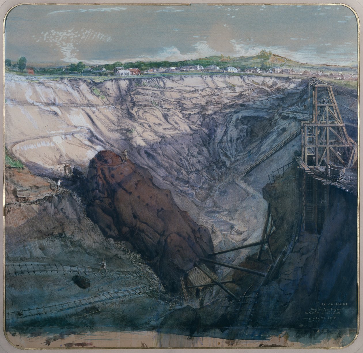 La Calamine, La Vieille Montagne, Kopalnia odkrywkowa, Masyw Dolomie, 1857 autorstwa Ignace Francois Bonhomme