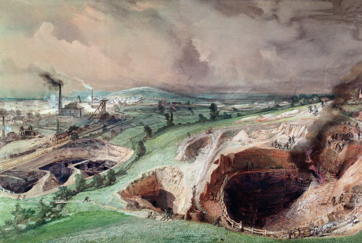 Kopalnie odkrywkowe w Blanzy, Saone-et-Loire, 1857 r. autorstwa Ignace Francois Bonhomme