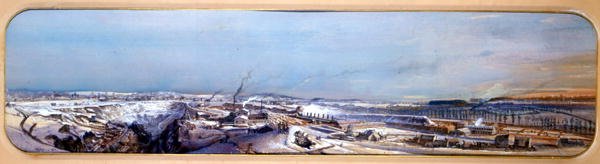 Przemysłowy krajobraz pola węglowego Blanzy pod śniegiem, Saone-et-Loire autorstwa Ignace Francois Bonhomme