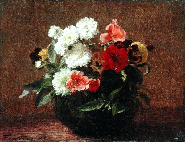 Kwiaty w glinianym garnku autorstwa Ignace Henri Jean Fantin Latour