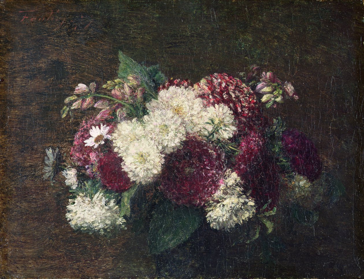 Okrągły Bukiet autorstwa Ignace Henri Jean Fantin Latour