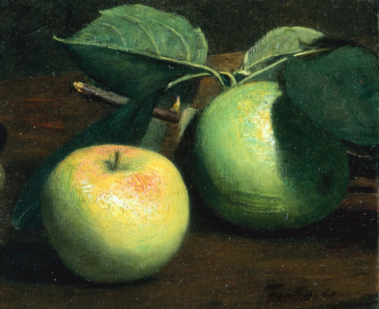 Dwa jabłka (olej na płótnie) autorstwa Ignace Henri Jean Fantin Latour
