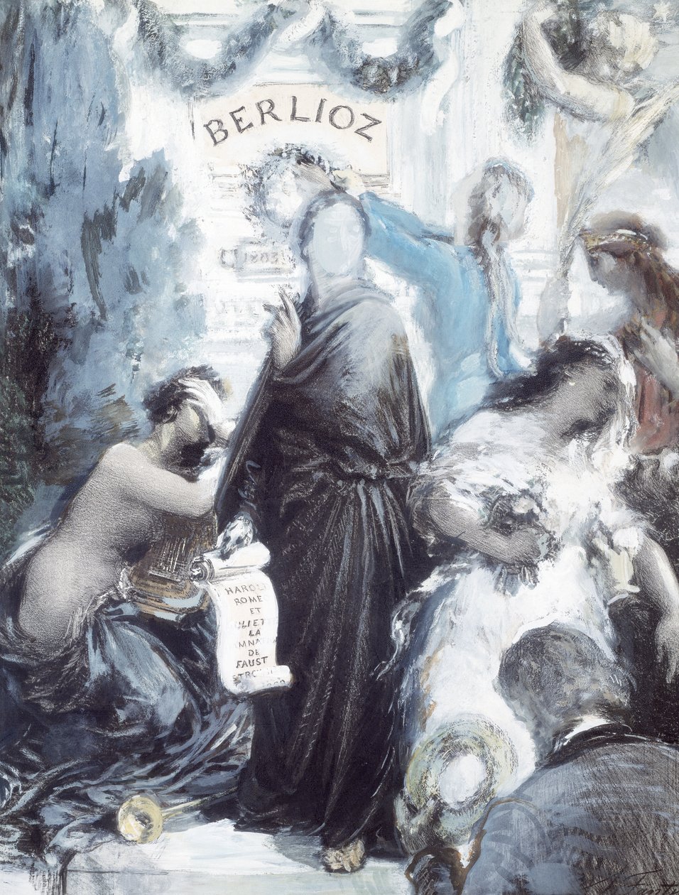 Litografia akwarelowa upamiętniająca stulecie urodzin Hectora Berlioza autorstwa Ignace Henri Jean Fantin Latour
