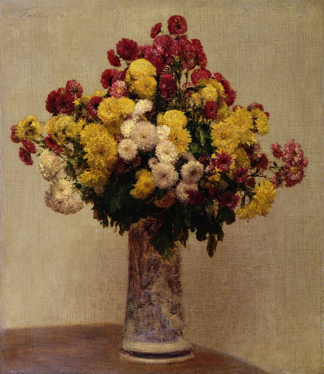 Chryzantemy w wazonie, 1873 autorstwa Ignace Henri Jean Fantin Latour