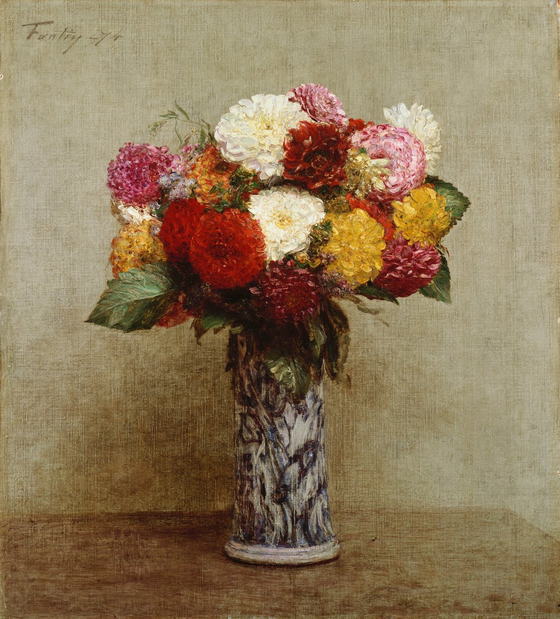 Dalie w chińskim wazonie, 1874 autorstwa Ignace Henri Jean Fantin Latour