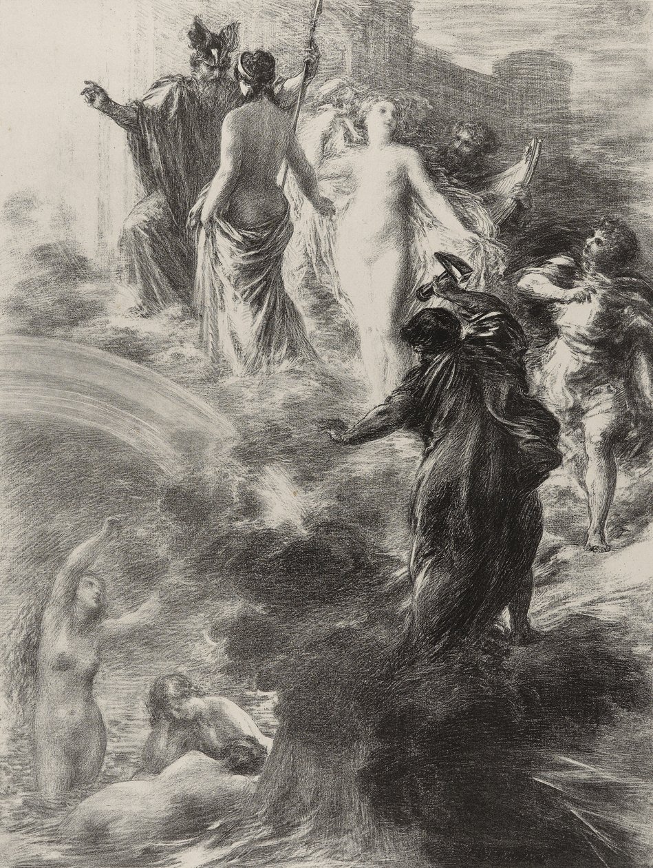 Ostatnia scena z „Das Rheingold” autorstwa Ignace Henri Jean Fantin Latour