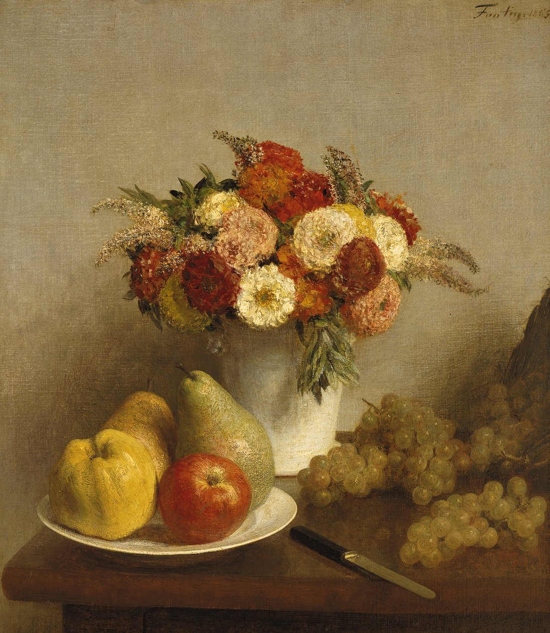 Kwiaty i owoce, 1865 autorstwa Ignace Henri Jean Fantin Latour