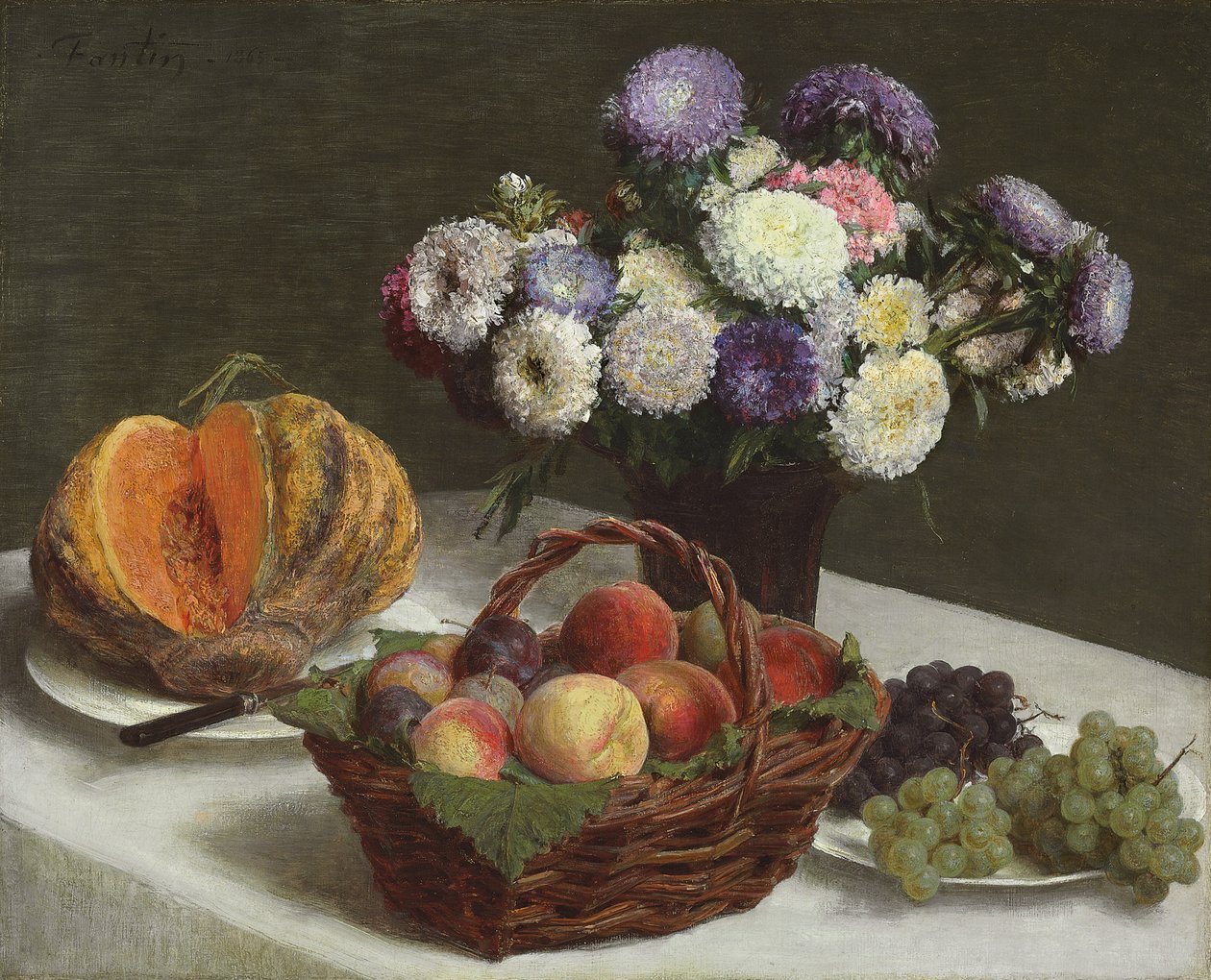 Kwiaty i owoce, 1865 autorstwa Ignace Henri Jean Fantin Latour