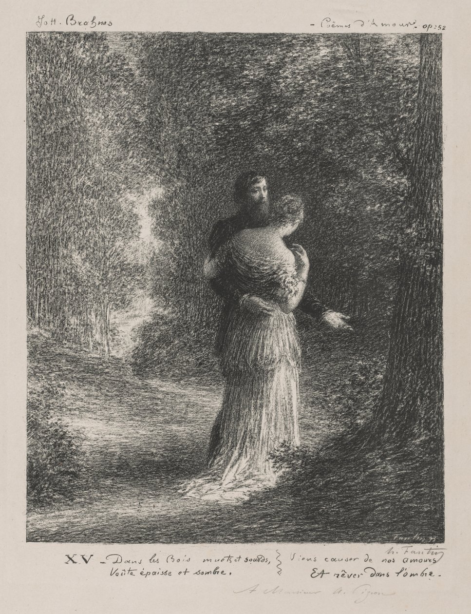 Wiersze miłosne Brahmsa. autorstwa Ignace Henri Jean Fantin Latour