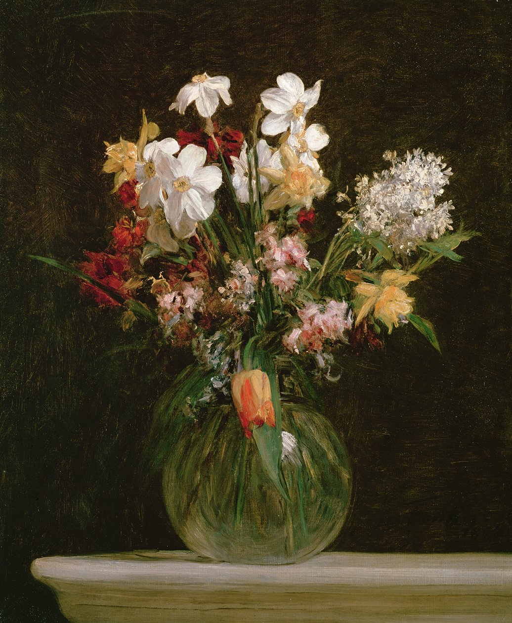 Białe żonkile, hiacynty i tulipany, 1864 autorstwa Ignace Henri Jean Fantin Latour