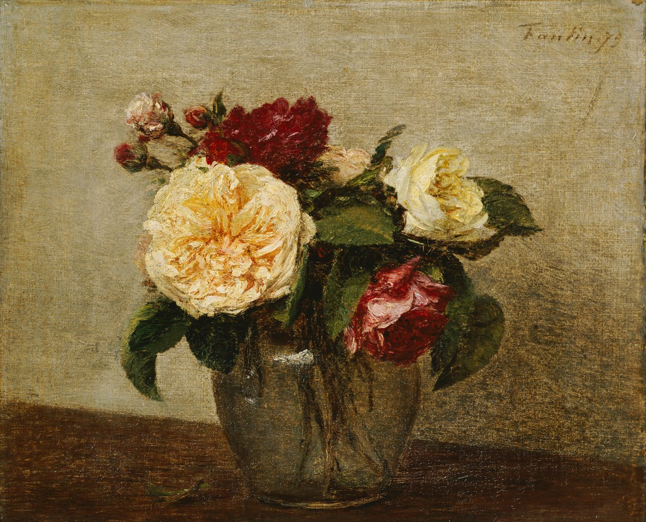 Czerwone i żółte róże, 1879 autorstwa Ignace Henri Jean Fantin Latour