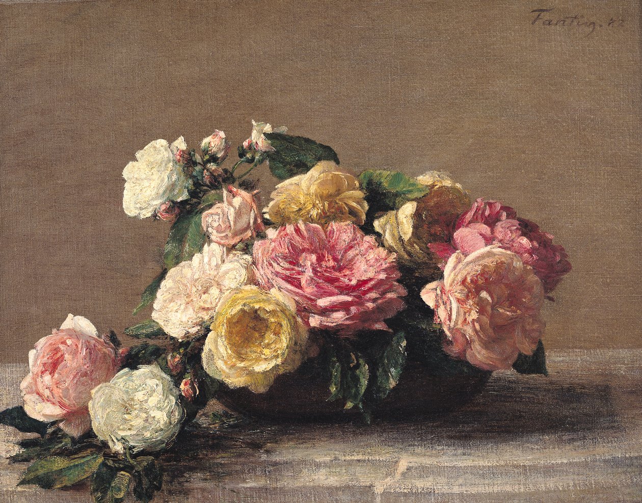 Róże w naczyniu, 1882 autorstwa Ignace Henri Jean Fantin Latour