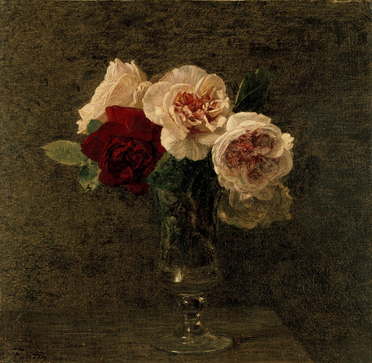 Martwa natura z różowymi i czerwonymi różami, XIX w. autorstwa Ignace Henri Jean Fantin Latour