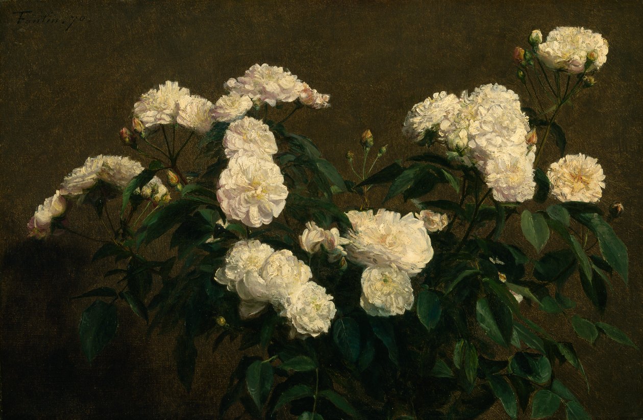 Martwa natura z białych róż, 1870 autorstwa Ignace Henri Jean Fantin Latour