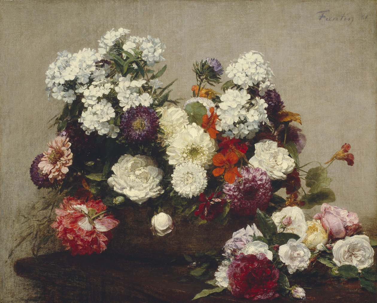 Martwa natura z kwiatami, 1881 autorstwa Ignace Henri Jean Fantin Latour
