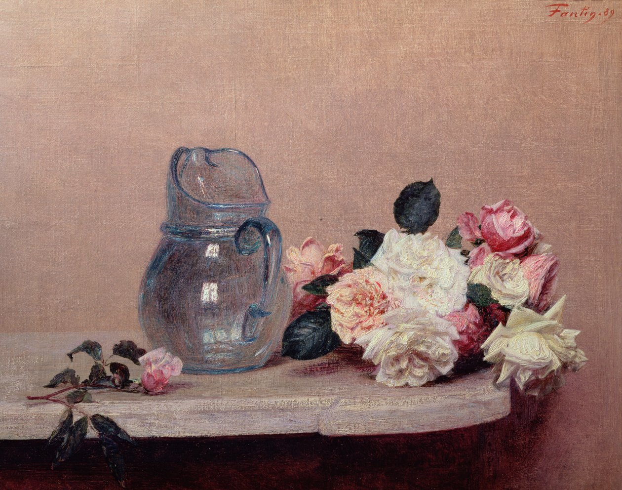 Martwa natura z różami, 1889 autorstwa Ignace Henri Jean Fantin Latour