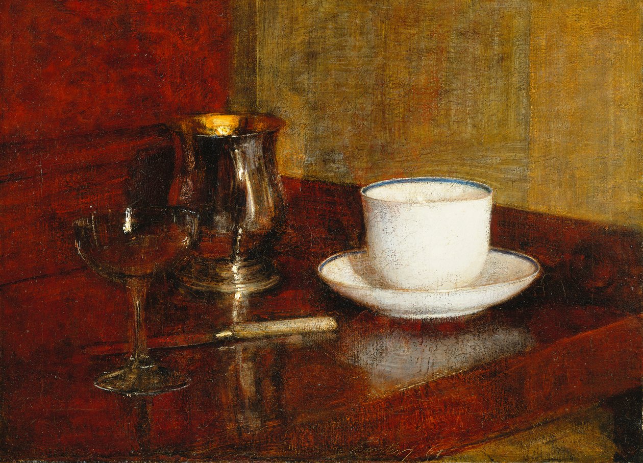 Martwa natura ze szklanym kubkiem; Natura Morte au Verre et Tasse, 1961 autorstwa Ignace Henri Jean Fantin Latour