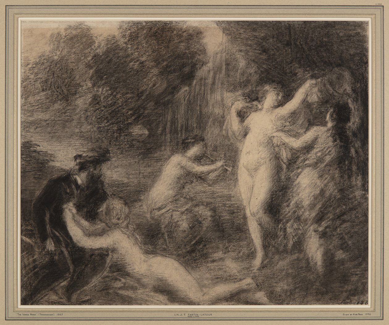 Tannhaüser au Venusberg (kreda na papierze) autorstwa Ignace Henri Jean Fantin Latour