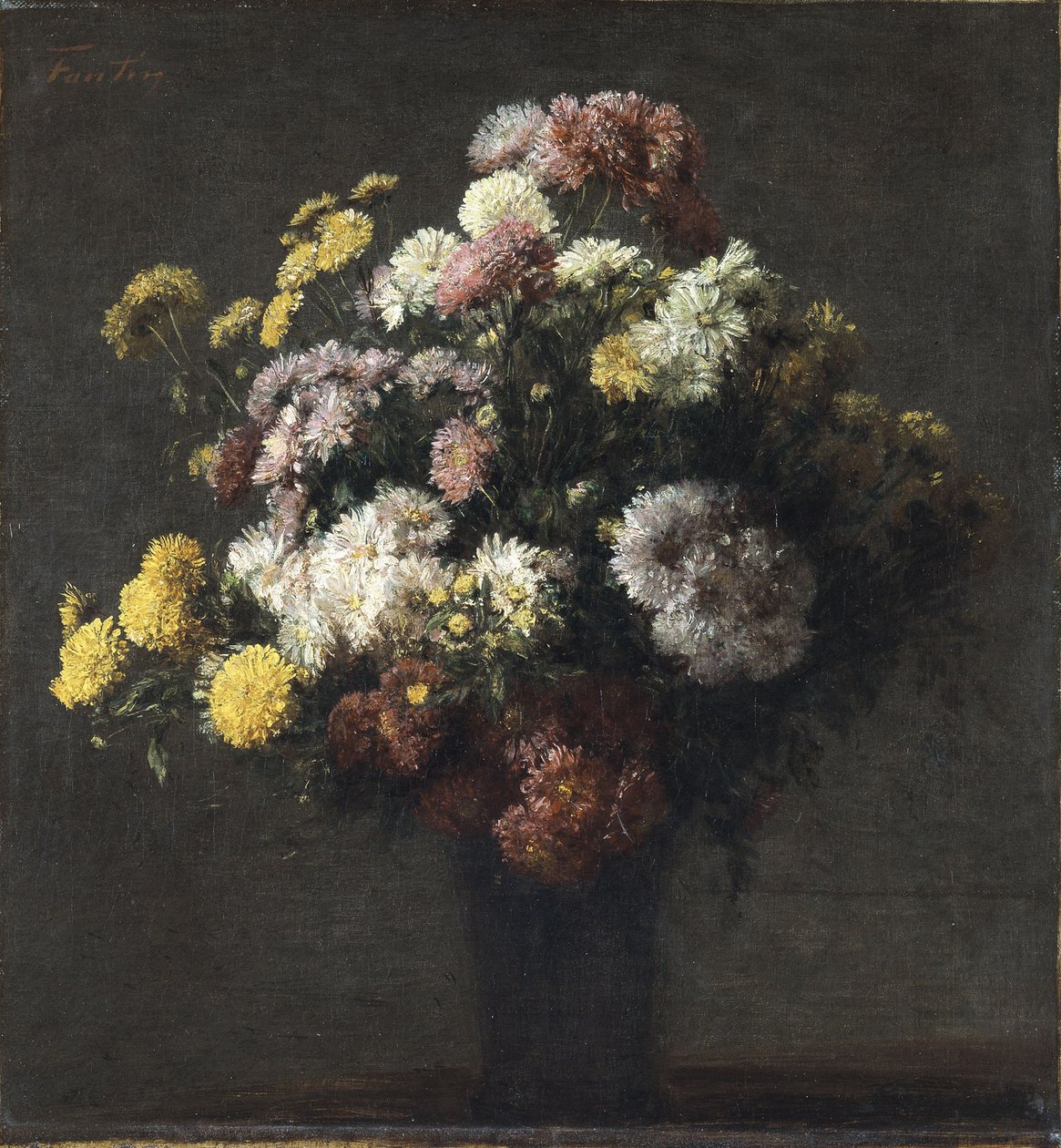 Wazon z Chryzantemami autorstwa Ignace Henri Jean Fantin Latour