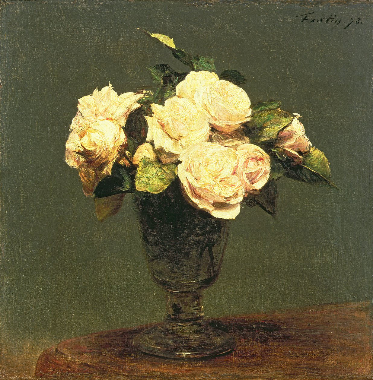 Białe róże, 1873 autorstwa Ignace Henri Jean Fantin Latour