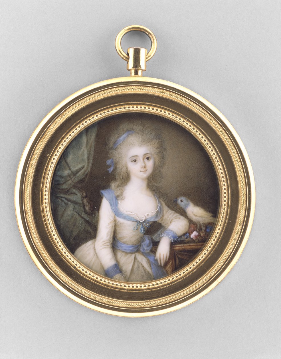 Portret kobiety, ok. 1785 (akwarela na kości słoniowej, ormolu i szkle) autorstwa Ignace Jean Victor Campana