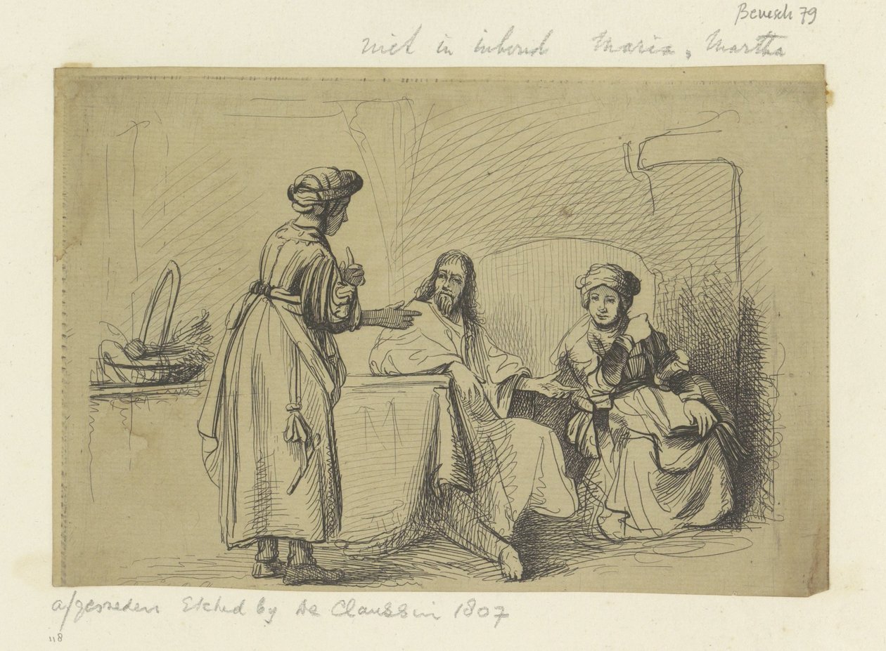 Christus bij Maria jako Marta Kolekcja osiemdziesięciu pięciu oryginalnych grafik (tytuł serii) autorstwa Ignace Joseph de Claussin (possibly)