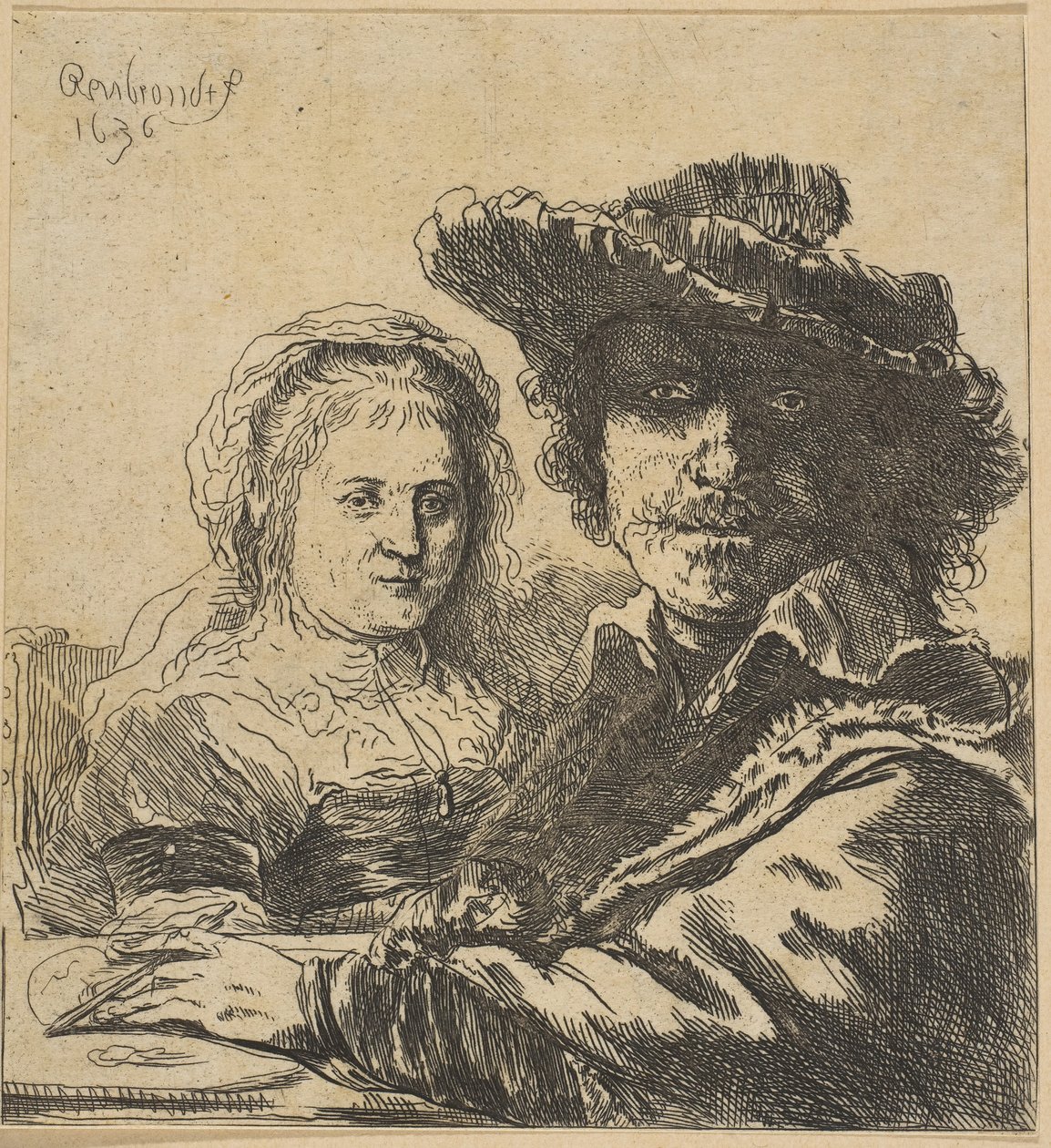 Rembrandt i jego żona kopia, 1786-1844. autorstwa Ignace Joseph de Claussin