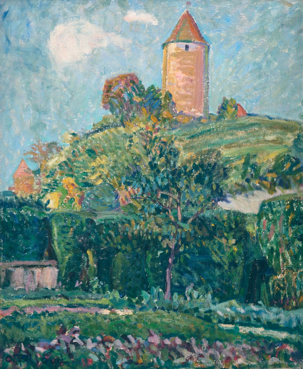 Widok Romonta (olej na tekturze) autorstwa Ignace Nazaire Oswald Pilloud