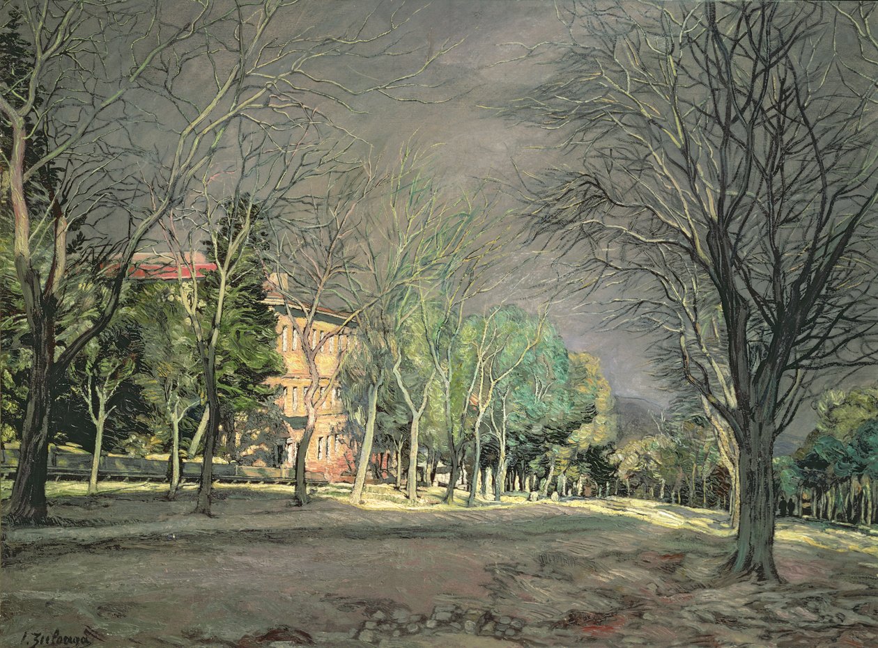 Wieś w pobliżu El Escorial, 1932 autorstwa Ignacio Zuloaga y Zabaleta