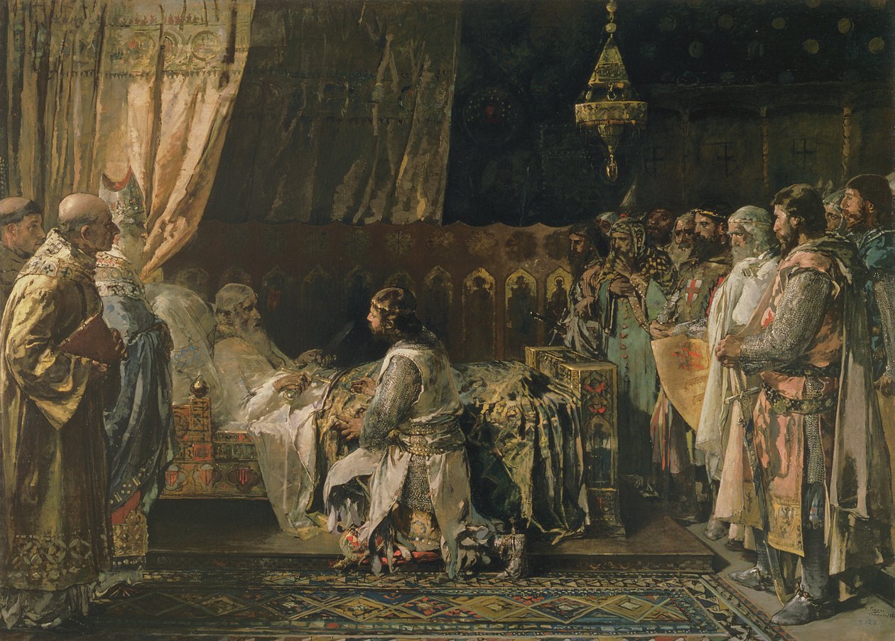 Ostatnie chwile króla Jakuba I (1207-76) konkwistadora autorstwa Ignacio Pinazo Camarlech