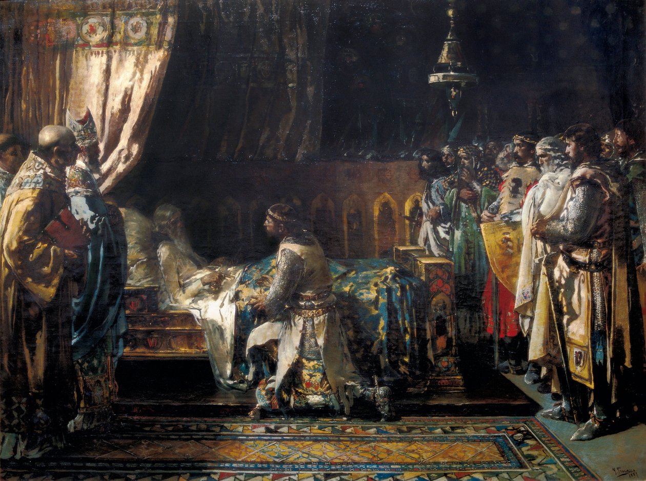 Ostatnie chwile Króla Jakuba powiedziałem Zdobywca autorstwa Ignacio Pinazo Camarlech