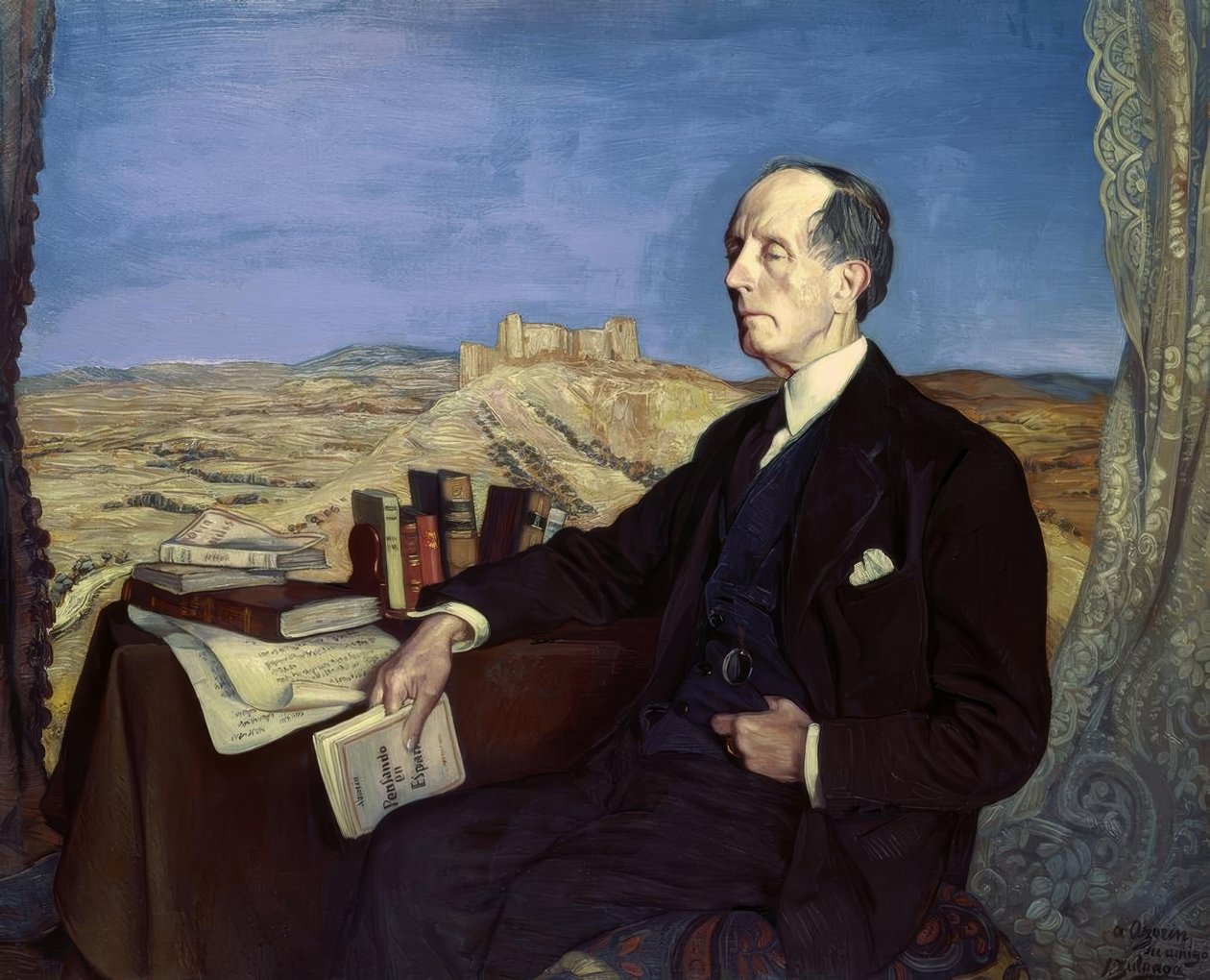 AZORIN – 1873/1967 – MALOWANY W 1941 ROKU – W TLE JADRAQUE autorstwa Ignacio Zuloaga y Zabaleta