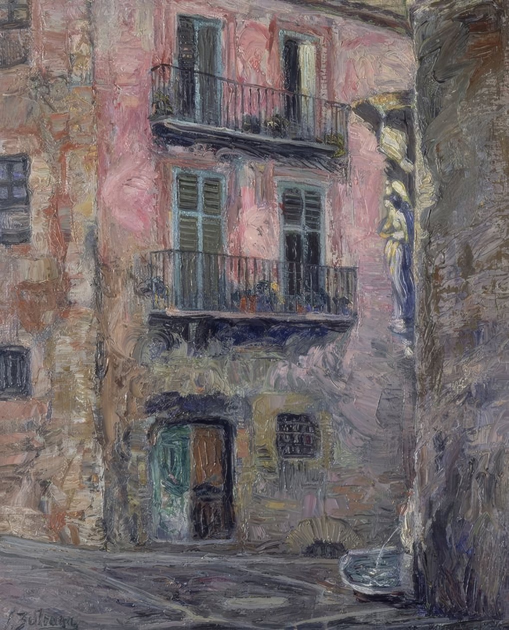 CALLE DEL ANGEL DE GERONA - 1931 - OLEJ / Płótno - 80 × 67 CM autorstwa Ignacio Zuloaga y Zabaleta