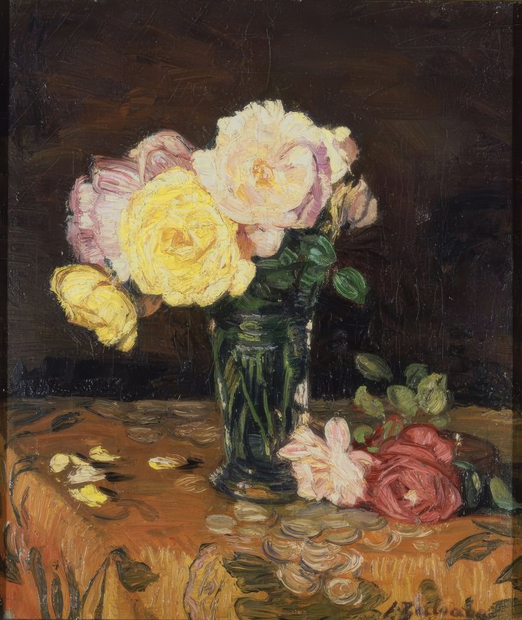 WAZON Z RÓŻAMI - 1931 - O / L - 50 × 43 CM autorstwa Ignacio Zuloaga y Zabaleta