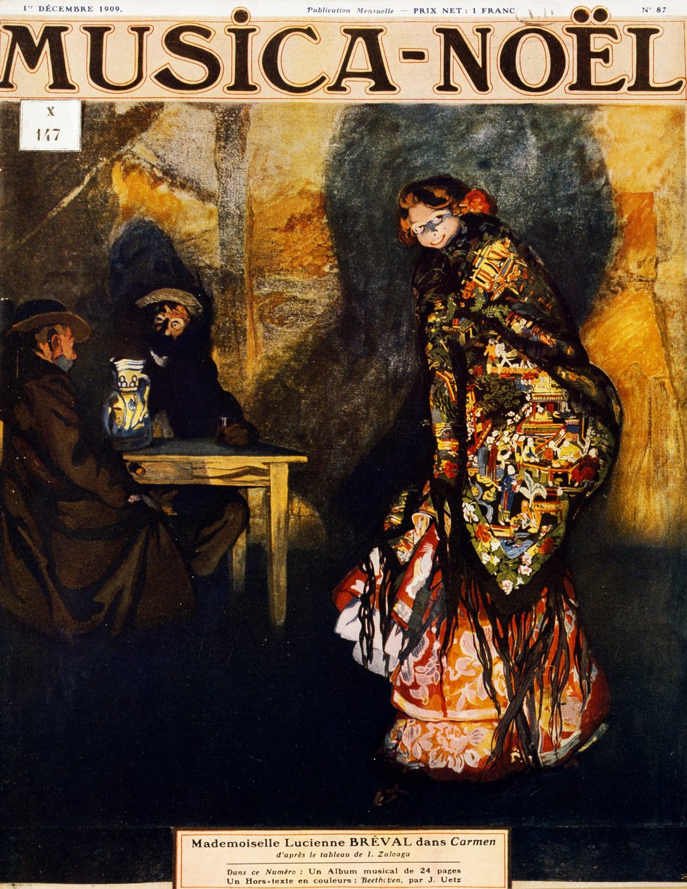 Lucienne Breval (1869-1935), szwajcarski sopran, jako Carmen, w operze o tej samej nazwie Georges Bizet, obraz Ignacio Zuloaga y Zabaleta autorstwa Ignacio Zuloaga y Zabaleta