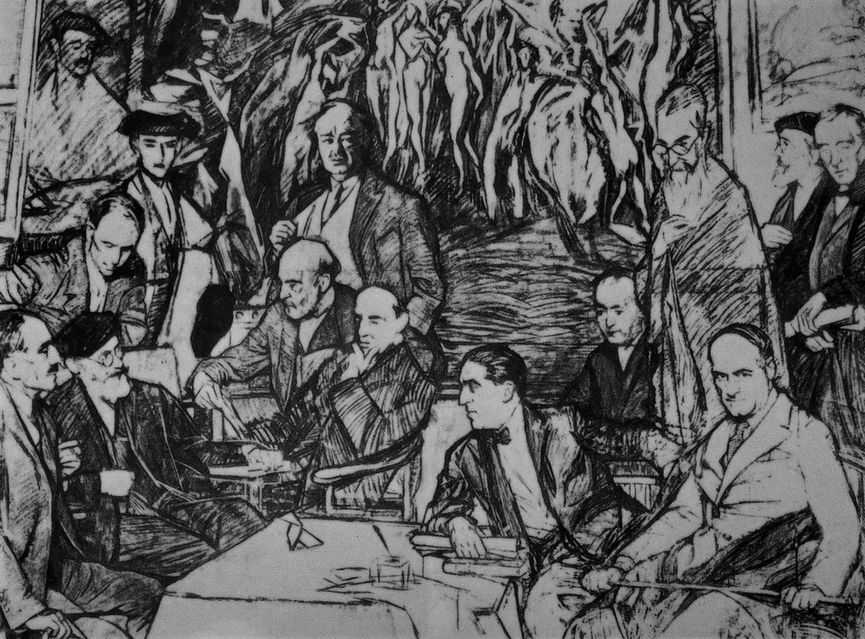 MOI PRZYJACIELE - 1920/36 - RYSUNEK - WĘGIEL / OLEJ / PŁÓTNO - 234X292 CM autorstwa Ignacio Zuloaga y Zabaleta
