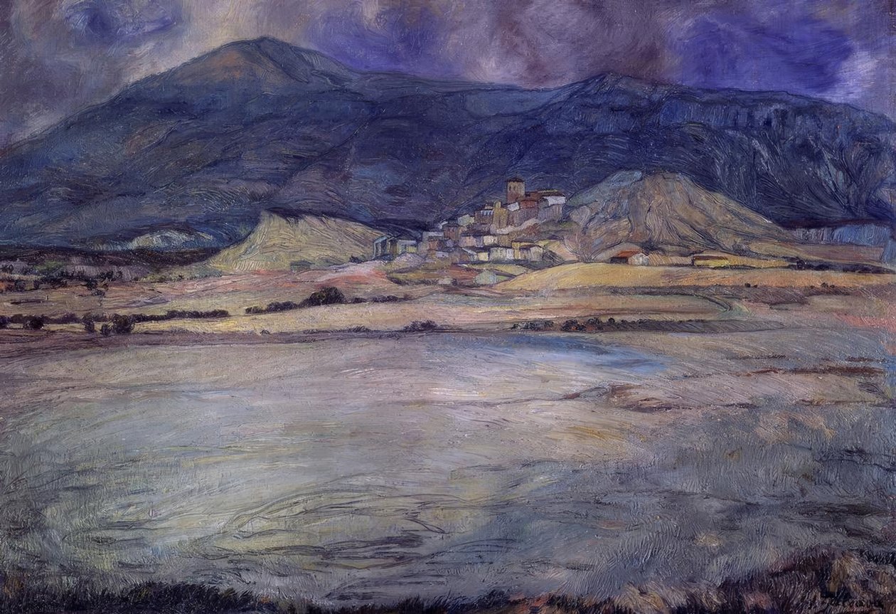 MIASTO ZARAGOZA - ESCO - XX WIEK - OLEJ / PŁÓTNO - 90 X 30 CMS autorstwa Ignacio Zuloaga y Zabaleta